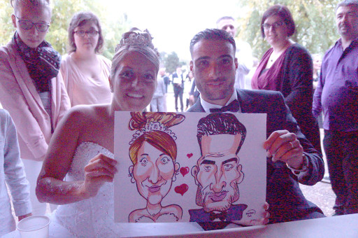 Mariage en caricatures de Sabrina et Majdi