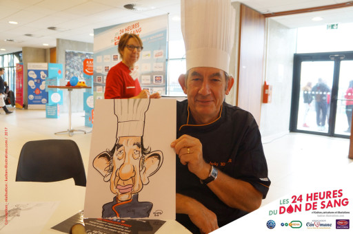 Animation caricatures au 24 Heures du Don de Sang au Mans