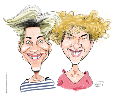 Anniversaire de Maud et Leslie en caricatures à Chatillon