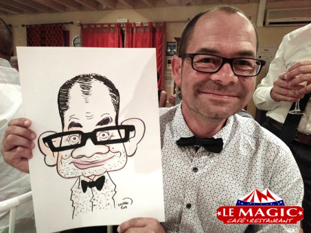 Mariage en caricatures au restaurant Le Magic