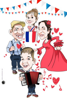 Portrait de famille en caricatures